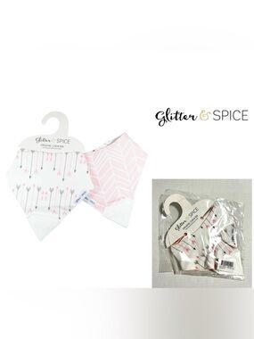 🆕GLITTER & SPICE - NWT - DOUBLE SIDED CHEW BIB - HERRINGBONE / ARROW